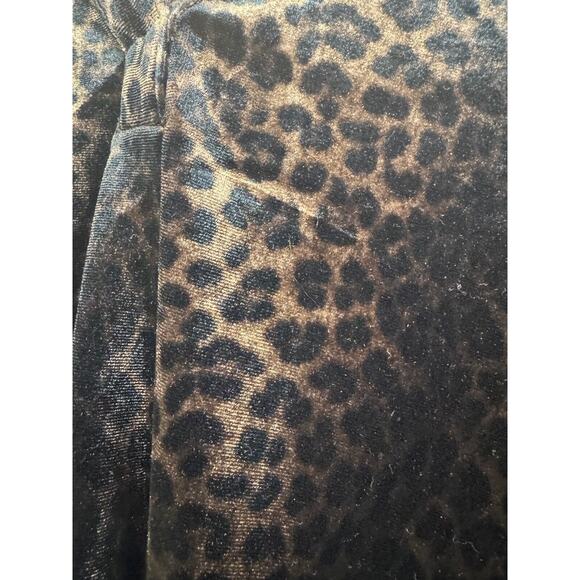 Investments II Velvet Leopard Blouse Burnout Top Long Sleeves Black Brown Sz 1X - Picture 5 of 8